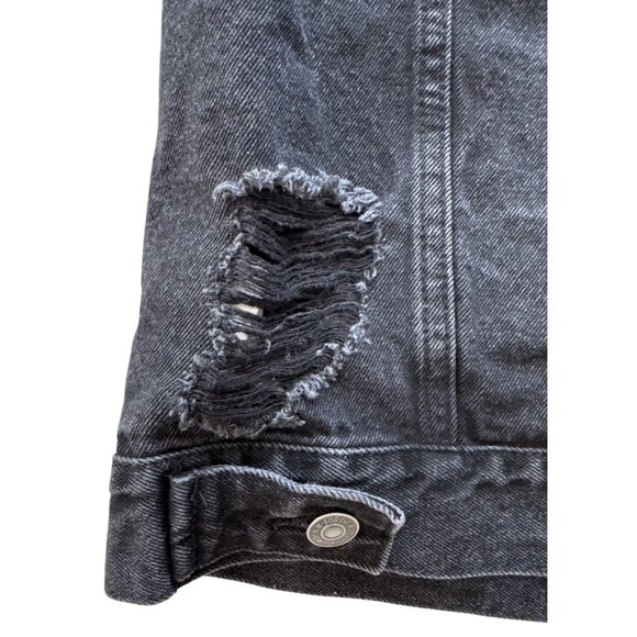 Forever 21 Distressed Black Denim Jacket S - Picture 4 of 9
